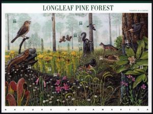 SC#3611 34¢ Nature of America: Longleaf Pine Forest Sheet of Ten (2002) SA
