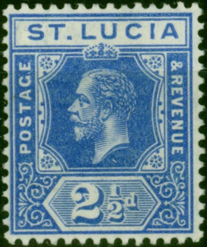 St Lucia 1916 2 1/2d Deep Bright Blue SG81b Fine VLMM