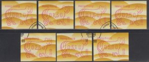 Hong Kong 1998 Lunar New Year of Tiger Frama Labels Code 01 Set of 7 Fine Used