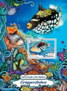 MALDIVES - 2016 - Triggerfishes - Perf Souv Sheet - Mint Never Hinged