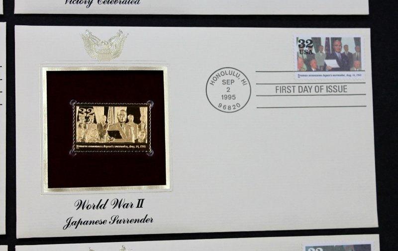 US #2981a-j FDC 22K Gold Replicas Set of 10 WWII Victory at Last