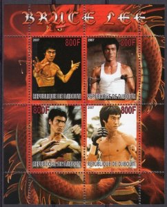 Djibouti 2007 BRUCE LEE MARTIAL ARTIST Sheet Perforated Mint (NH)