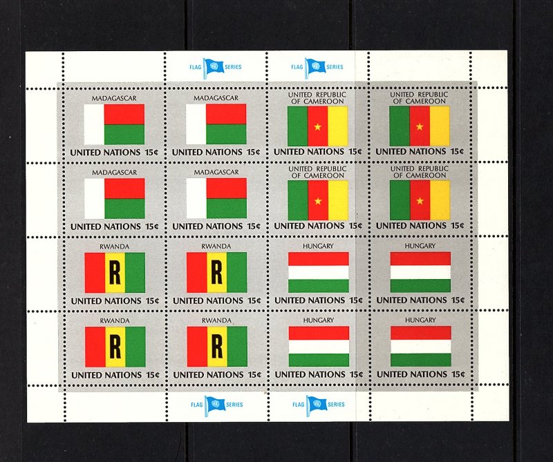 United Nations Flags...4 sheets  64 flags  mnh