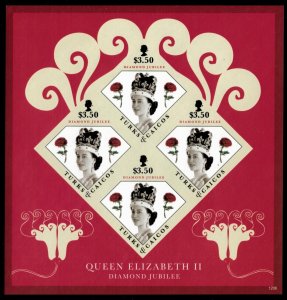 Turks & Caicos 2012 - Queen - Sheet of 4 IMPERF Stamps - Scott #1510 - MNH