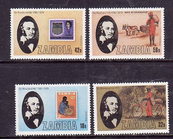 Zambia-Sc#204-7- id2-unused NH set-Stamp on Stamp-Rowland Hill-1979-