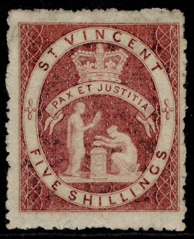 ST. VINCENT QV SG32, 5s rose-red, M MINT. Cat £1200.