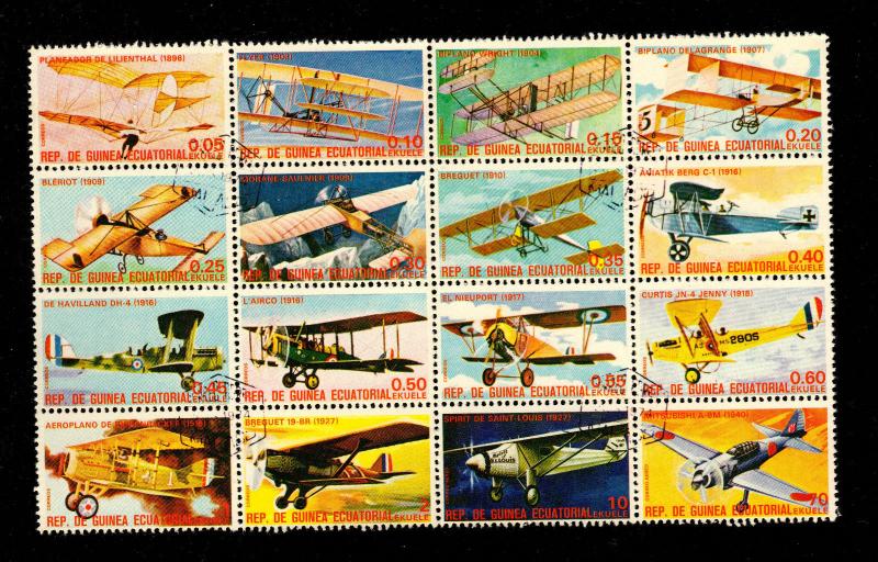 Equatorial Guinea - Airplanes Block of 16 (1979)