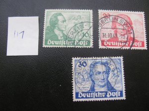 BERLIN 1949 USED SC 9N61-63 SET XF  $127 (117)