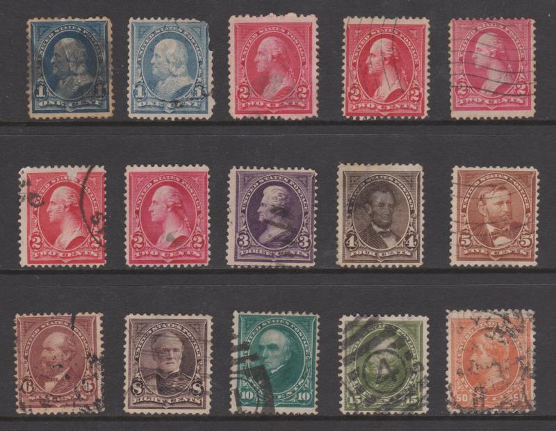 USA 1894 Bureau Issues Sc#246-260 Short Set to 50c Used