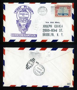 # C11 CAM # 30 First Flight cover Champaign, IL to Chicago, IL - 11-19-1928