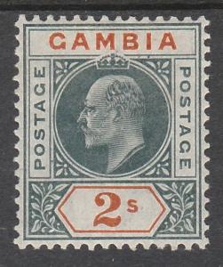 GAMBIA 1902 KEVII 2/- WMK CROWN CA 