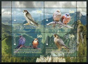 North Macedonia 2019 MNH Birds Falcons Europa 4v M/S Booklet Birds on Stamps