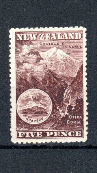 New Zealand 1878 5d purple-brown Otira Gorge and Mount Ruapehu SG 253a MH