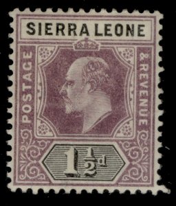 SIERRA LEONE EDVII SG75, 1½d dull purple and black, LH MINT.