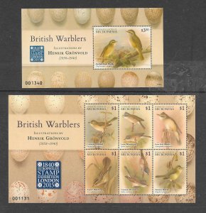 BIRDS - MICRONESIA #1157-58 BRITISH WARBLERS S/S MNH