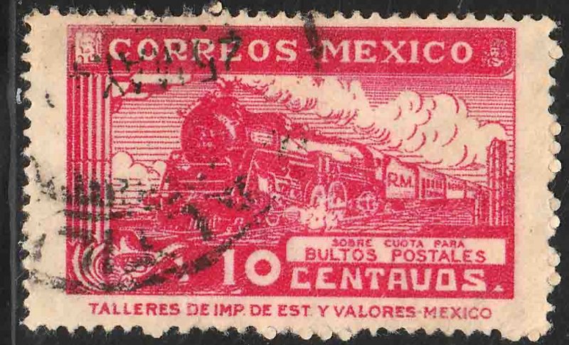 MEXICO Q1, 10cents PARCEL POST. STEAM ENGINE. USED. F-VF (1466)