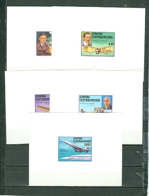 CENTRAL AFRICAN EMPIRE 1977 AVIATION #297-301 SET PROOFS MNH