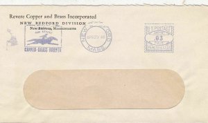 U.S. REVERE COPPER AND BRASS INC. New Bedford 1946 Slogan Meter Mail Cover 47358
