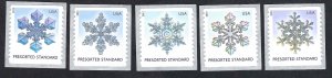 United States #4808-12 Presorted Std (10¢) Snowflakes. 5 coil singles. MNH