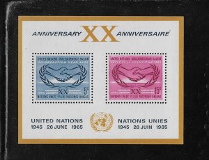 United Nations Stamps: 1965 20th Anniversary Issue #145; Souvenir Sheet/2; MNH