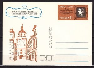 Poland, 1973 issue. CP568. Violinist shown on Nopolski Festival. Postal Card.^