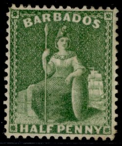 BARBADOS QV SG72, ½d bright green, M MINT. Cat £28. WMK CC