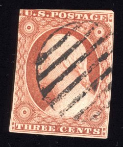 US Scott 11 Used 3c cents orange brown 1852 Lot AA003 bhmstamps