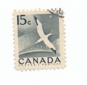  Canada  1954  Scott 343 used - 15c flying bird, Gannet 