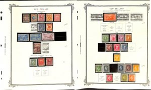 New Zealand Stamp Collection on 7 Scott Specialty Pages, 1855-1915 Mint (BJ)