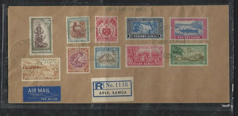 SAMOA COVER (PP0412B) 1952 SET TO 3/- REG UNADDRESSED FDC