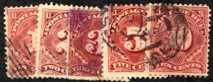 US #J38 - J42 1c - 10c Postage Dues, F/VF used, tough to find, Nice mini set!