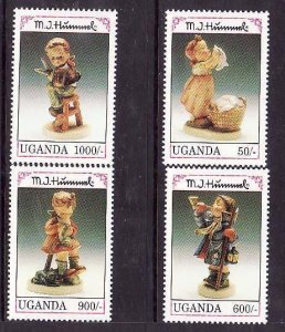 Uganda-Sc#1034//1041- id5-unused NH half set-Hummel figurines-1992-