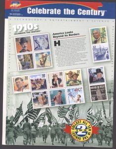 1999 Scott 3183 Celebrate the Century 1910's Sheet of 15 MNH 33 Cent Stamps