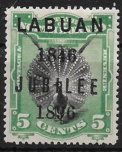 LABUAN SG86 1896 JUBILEE OF CESSION 5c BLACK & GREEN MTD MINT (p)