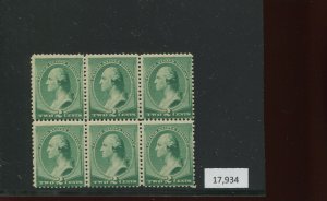 213 Washington Mint Block of 6 Stamps NH with Crowe Cert (Stock 213 Cr A2) 