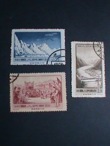 ​CHINA STAMP-1956 SC#287-9  SIKANG-TIBET & CHINGHAI TIBET HIGHWAYS USED SET-VF