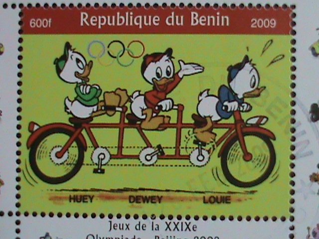 ​BENIN DISNEY STAMP:2009- DISNEY CARTOON-OLYMPIC GAMES-BEIJING 2008-CTO-S/S VF