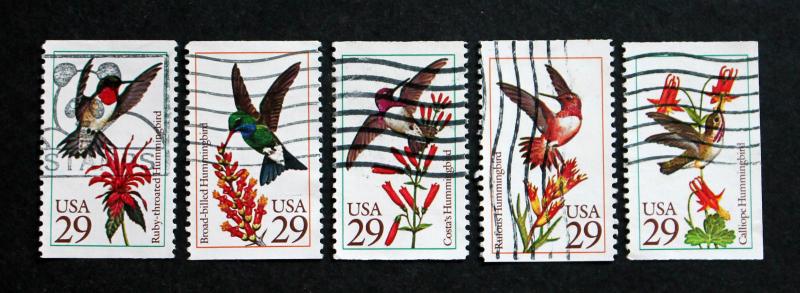 US Stamp Sc# 2642-2646 Used Booklet Singles Hummingbirds 