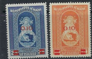 Haiti 355-56 MNH 1944 Surcharges (ak4029)