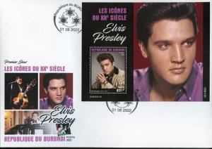 BURUNDI  2022 ICONS OF THE 20th CENTURY ELVIS PRESLEY  S/SHEET FDC