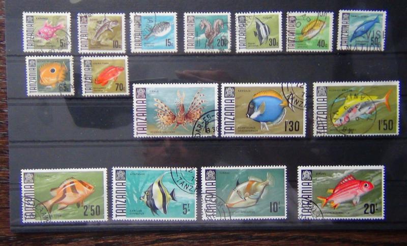 Tanzania 1967 - 1973 Fish Set Complete VFU SG 142 - 157 