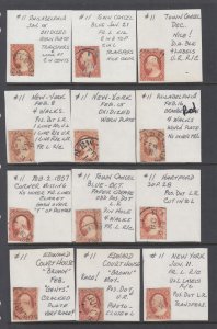 US #11/11A   3c Washington group anotated by some unknown collector