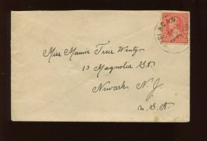 Guam 2 Used Stamp on 1903 COVER with Round Date Cancel to Newark NJ (Cv 269)