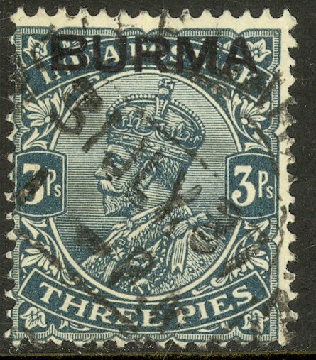 BURMA 1937 KGV 3p Portrait Issue Sc 1 VFU