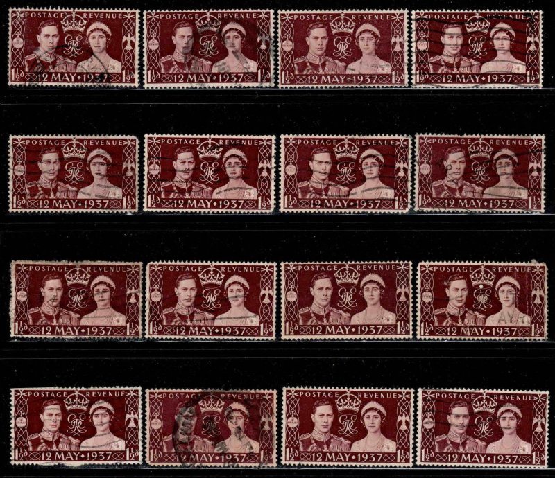 Great Britain #234 ~ 16  Used + Fillers, Study, Color, City, Date, MX (1937)