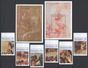 B0258 1996 Gambia Art Christmas 1996 Raphael Titian #2511-8 1Set+2Bl Mnh