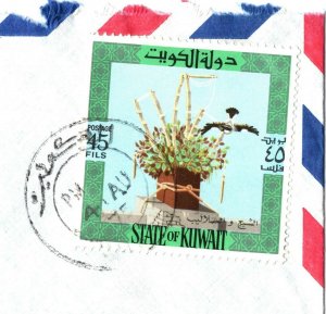 Gulf States KUWAIT Commercial Air Mail Cover 45f BIRD CATCHING 1975 London EB14