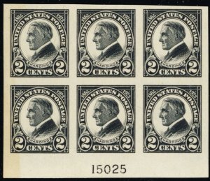 611, Mint XF NH 2¢ Plate Block of Six - Stuart Katz