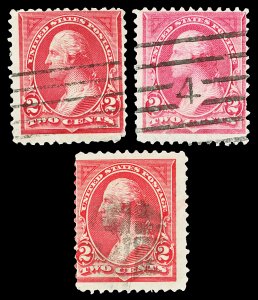 Scott 250,250a,250b 2c Washington Shade Varieties Used Fine Cat $14.25