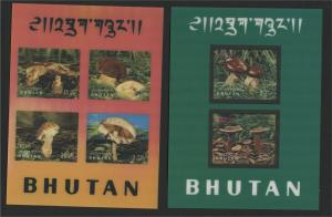 BHUTAN, MUSHROOMS FULL SET + 2 SOUVENIR SHEETS MNH	